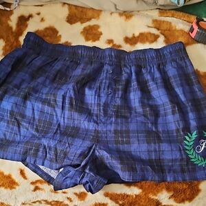 PINK Victoria's Secret Blue Plaid Sleeper Shorts Size M